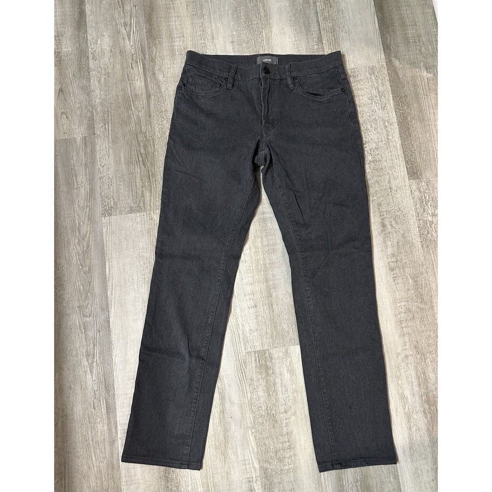 RN106730 Men's Vince Slim Fit Jeans Black Stretch Denim Casual Size 31x30 Modern